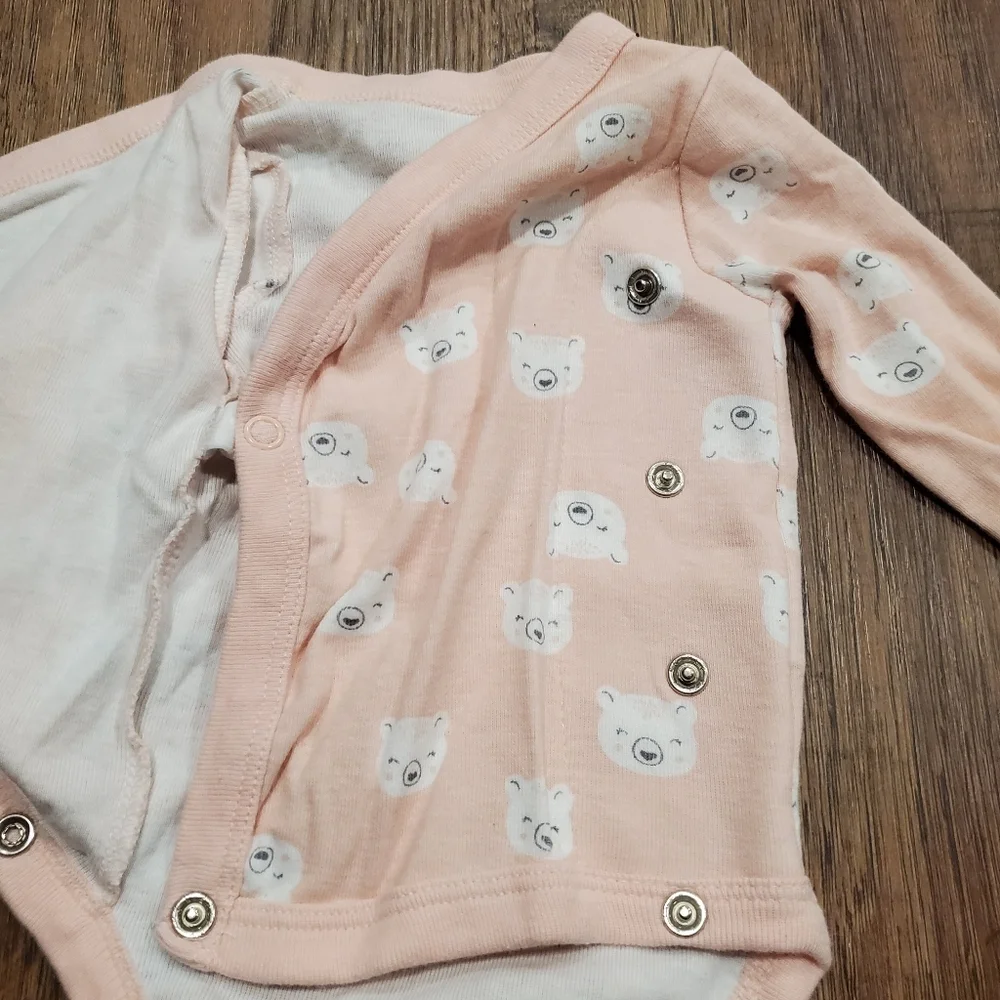 Carters Baby Cotton Matching Set Pink Gray Bear Bodysuit Polka Dot Leggings Hat